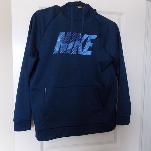 Nike Men's Therma Pullover Training Hoodie | Navy/Powder Blue - Picture 1 of 11